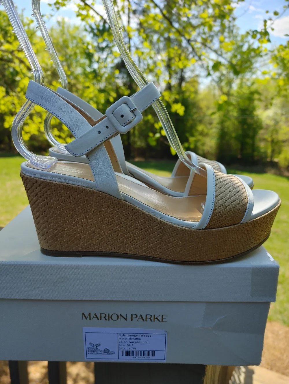 Marion Parke Imogen Wedge Sandals, White 38.5 - Picture 4 of 16